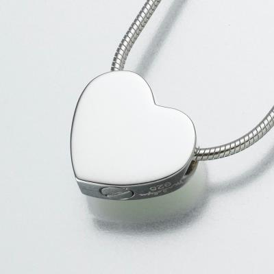 sterling silver double chamber heart cremation pendant necklace